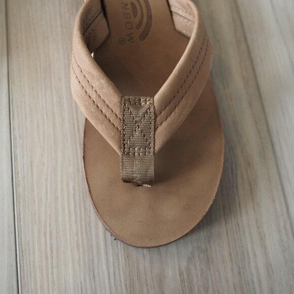 Rainbow Tan Flip Flops Double Layer Premier Leather Arch Support Sz W 5.5-6.5 - Picture 9 of 15